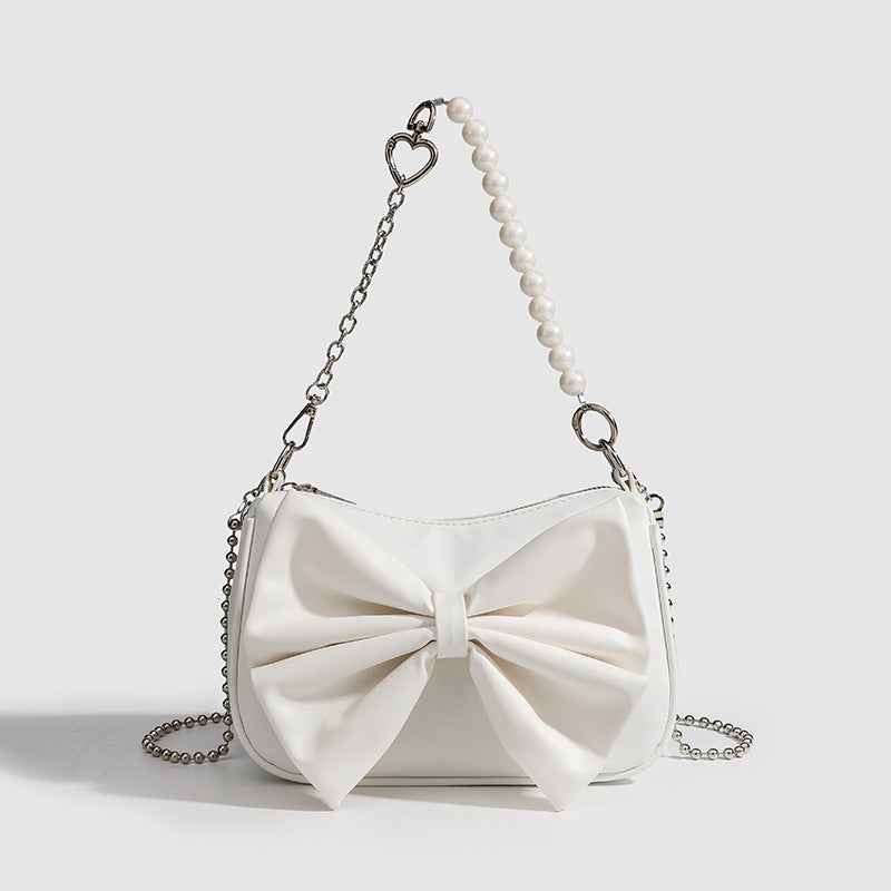 Black White PU Bow Handbags