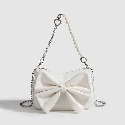 Black White PU Bow Handbags