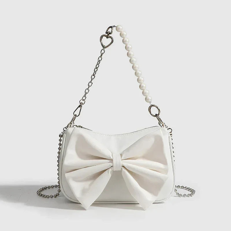 black-white-pu-bow-handbags - Viexta