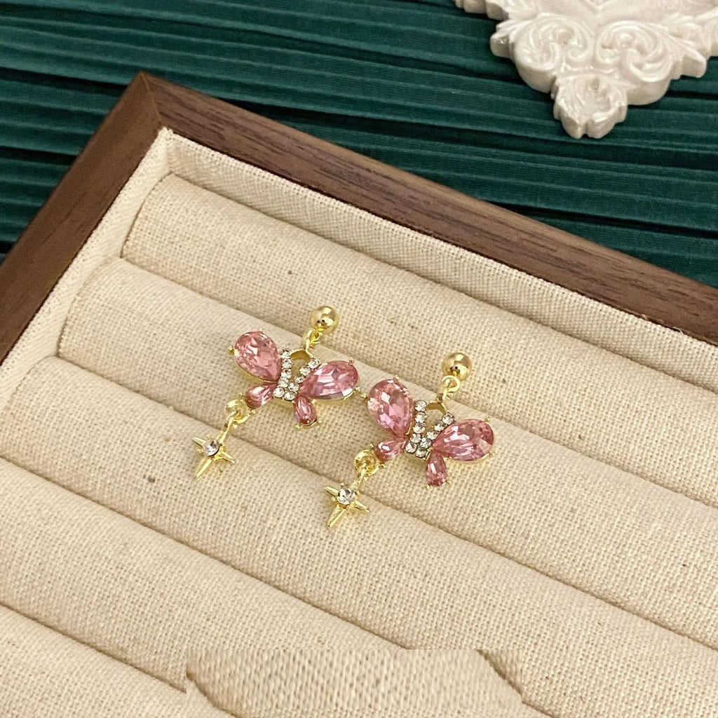 Sweet Butterfly Zircon Earrings - Viexta