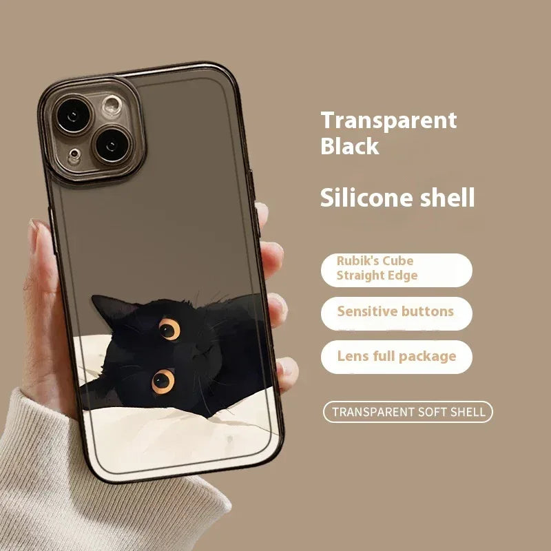 Black Cat High Sense Couple iPhone Case - Viexta