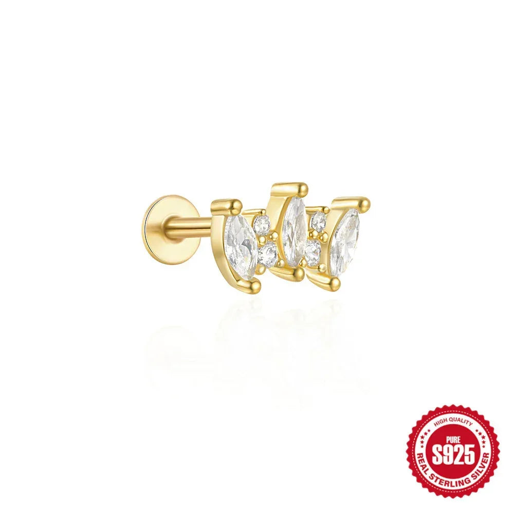 S925 Sterling Silver Moon Piercings - Viexta
