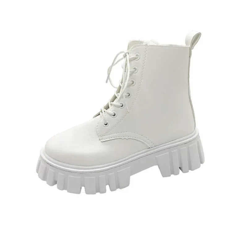 Women's Platform Lace-up Side Zip Boots - Viexta