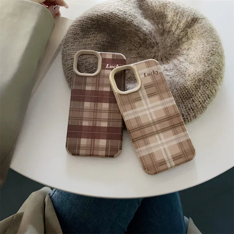 Plaid Letters Luck Phone Case - Viexta