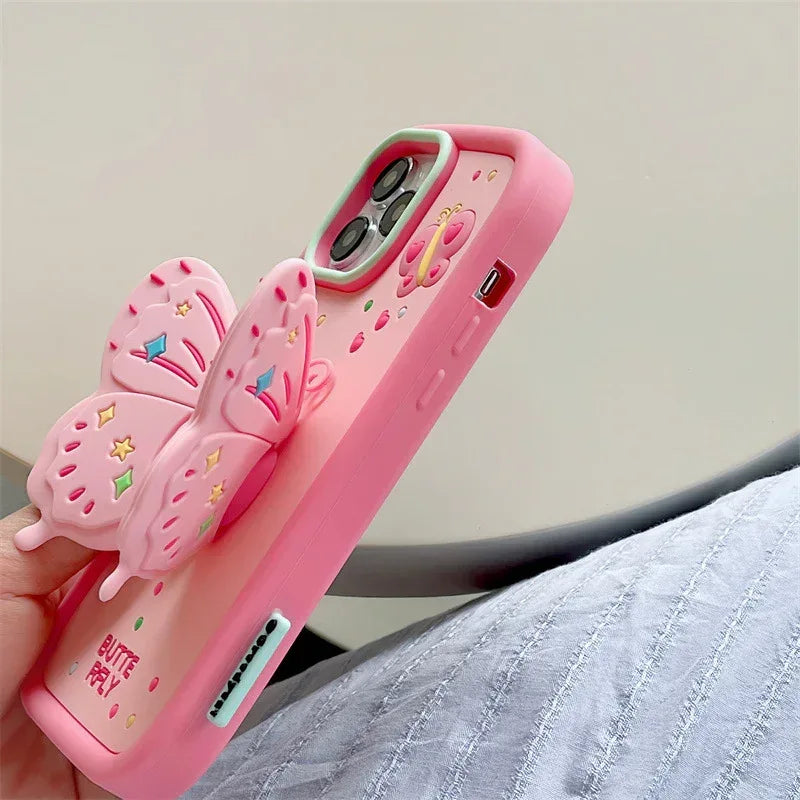butterfly-creative-folding-bracket-silicone-iphone-case - Viexta