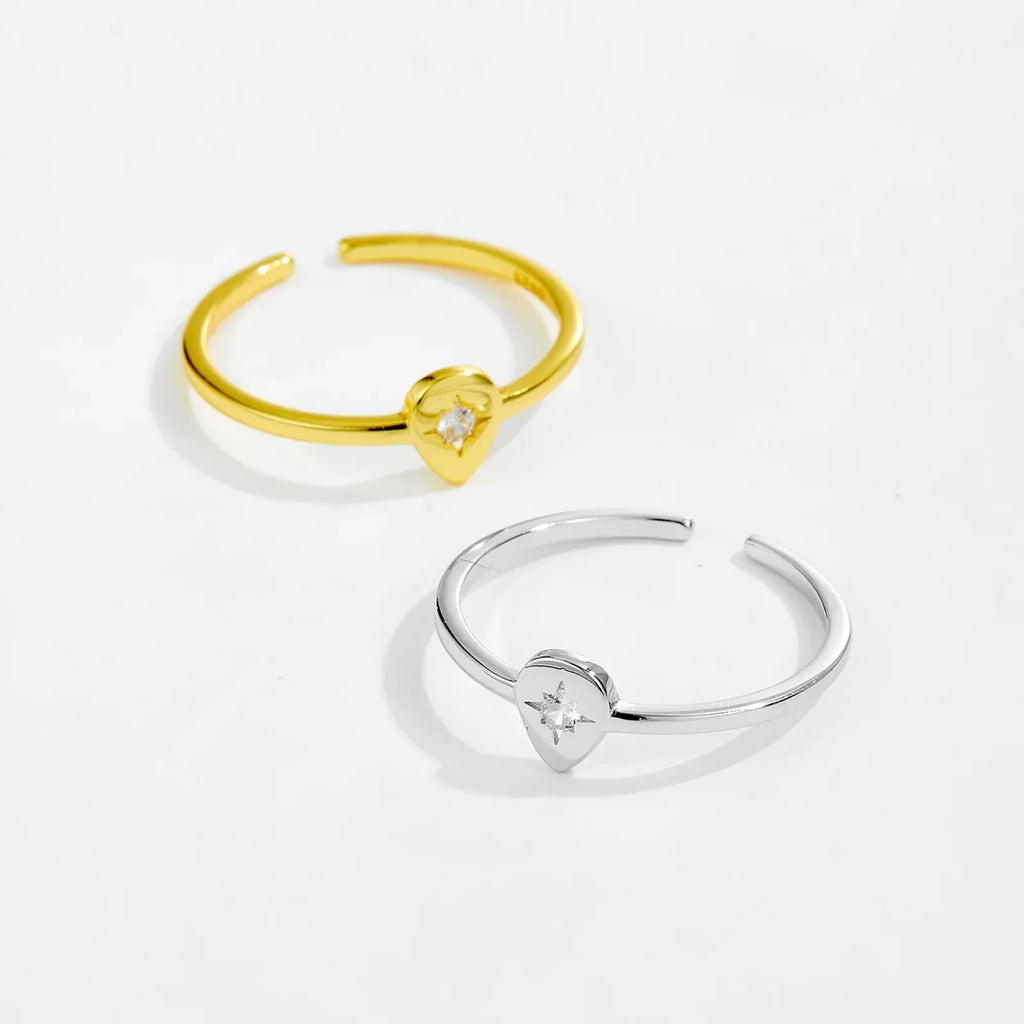 S925 Sterling Silver Eight Awn Star Micro Zircon Ring - Viexta
