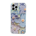 Oil Painting Purple And Blue Daisy Flower iPhone Case - Viexta