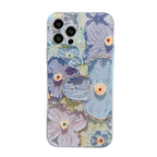 Oil Painting Purple And Blue Daisy Flower iPhone Case - Viexta