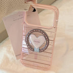 Magnetic Holder Pink-brown Striped iPhone Cases - Viexta