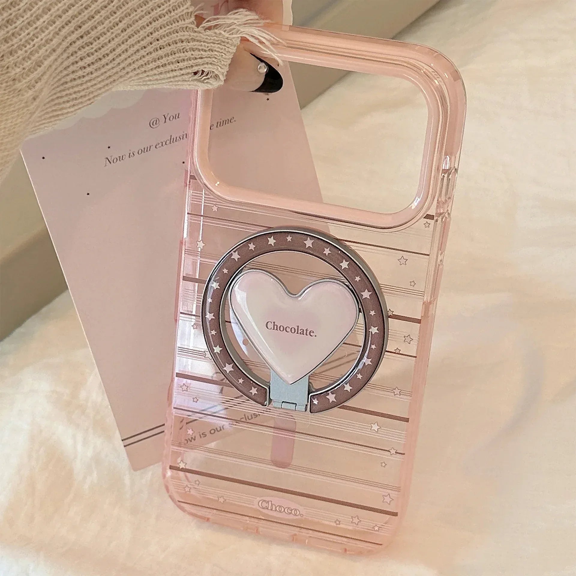 Magnetic Holder Pink-brown Striped iPhone Cases - Viexta