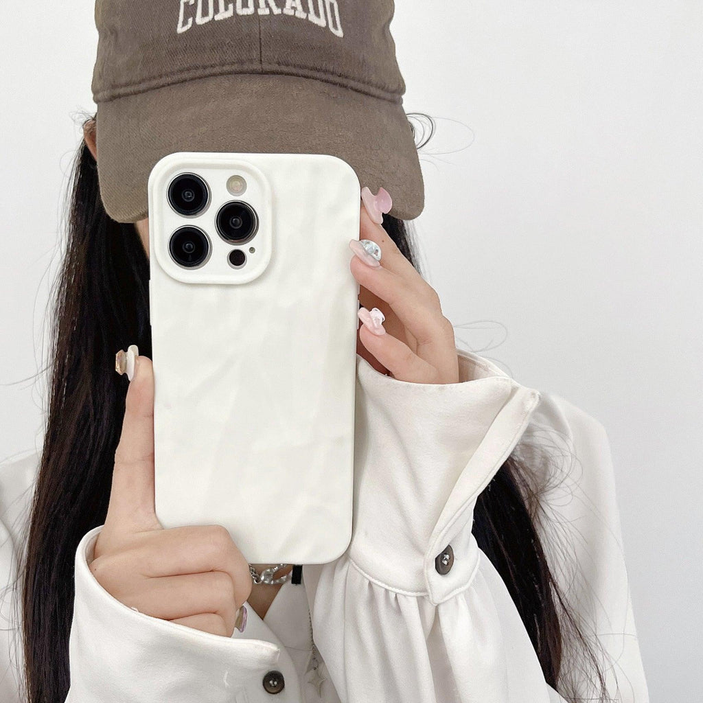 Solid Color Pleated Frosted iPhone Cover - Viexta