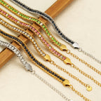Zircon-studded Chain Pearl Bracelet