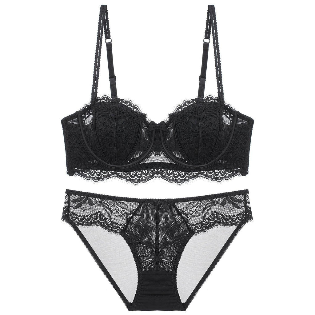 french-lace-lingerie-womens-half-cup-strapless-non-slip-backless-bra - Viexta
