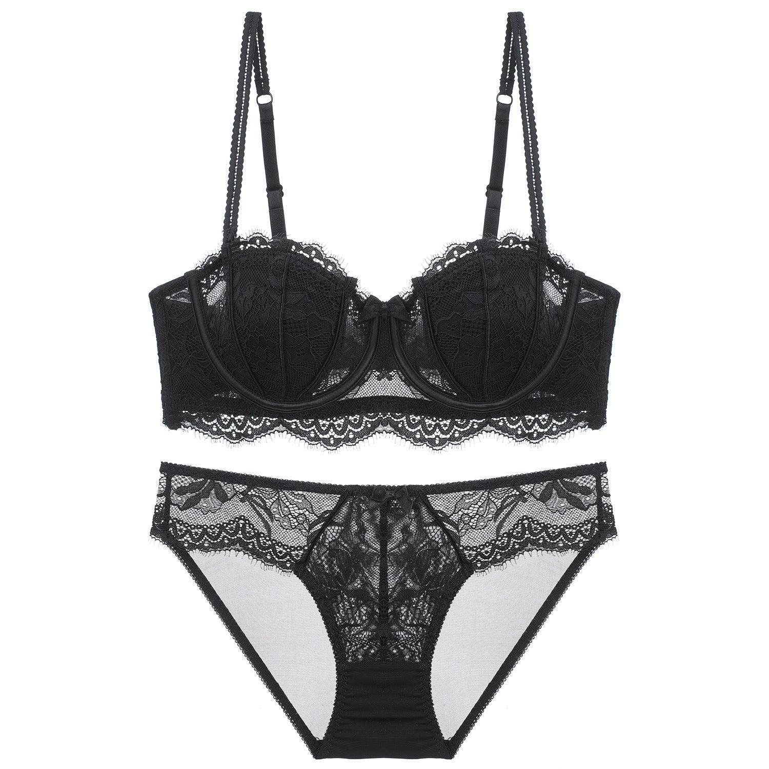 french-lace-lingerie-womens-half-cup-strapless-non-slip-backless-bra - Viexta