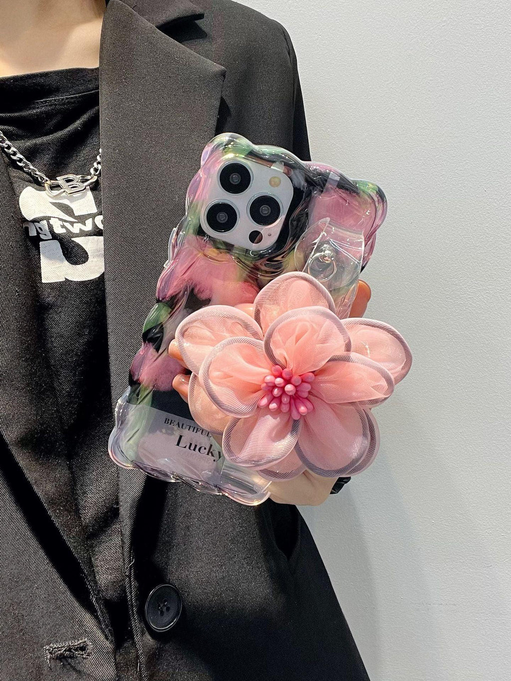 Personalized Drop-resistant Flower Wrist Strap iPhone Case - Viexta