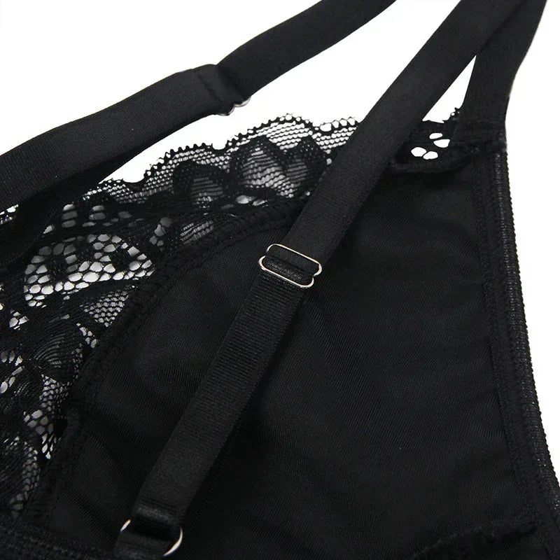 european-and-american-plus-size-lingerie-lace-leather-transparent-tempting-slip-nightdress - Viexta