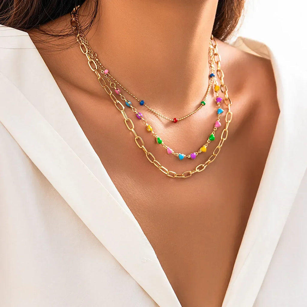 Colorful Gravel Ethnic Pendant Tassel Necklace - Viexta