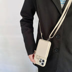 Lychee Pattern Mirror Lanyard iPhone Case - Viexta