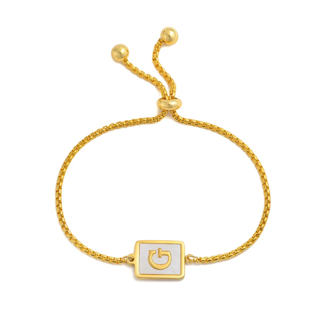 stainless-steel-english-letter-square-gold-bracelet - Viexta