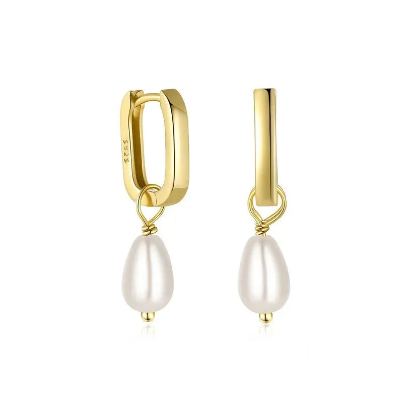 Elegant S925 Sterling Silver U-shaped Pearl Earrings - Viexta