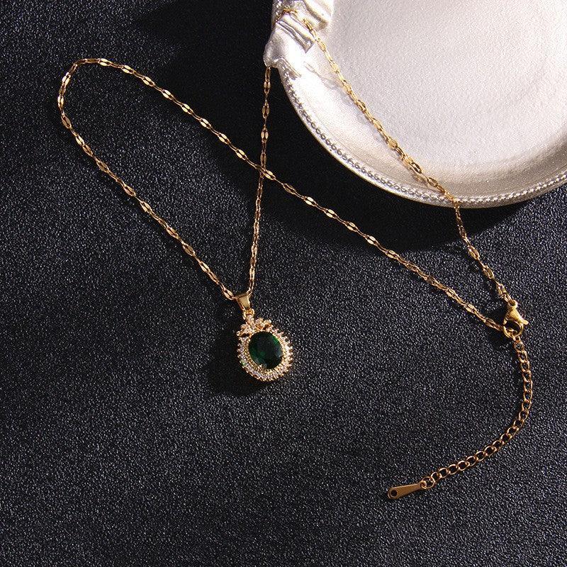 Titanium Steel Emerald Necklace - Viexta