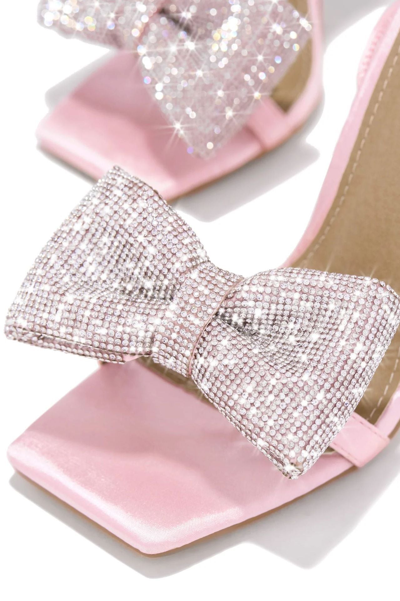 Rhinestone Bow Cross Strap High Heels