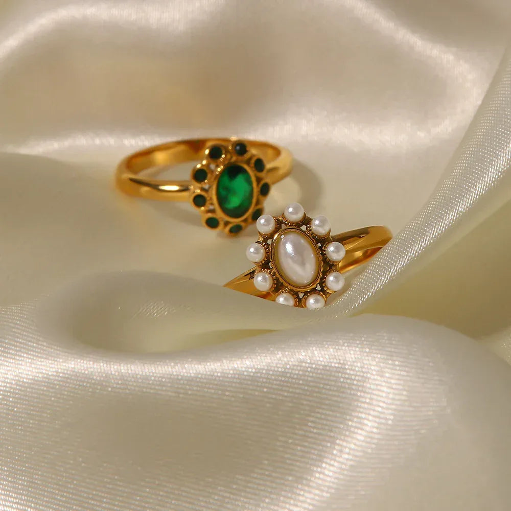 Green Zirconium white Diamond Ring - Viexta