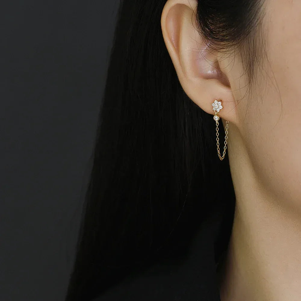 Plum S925 Sterling Silver Tassel Chain Earrings - Viexta