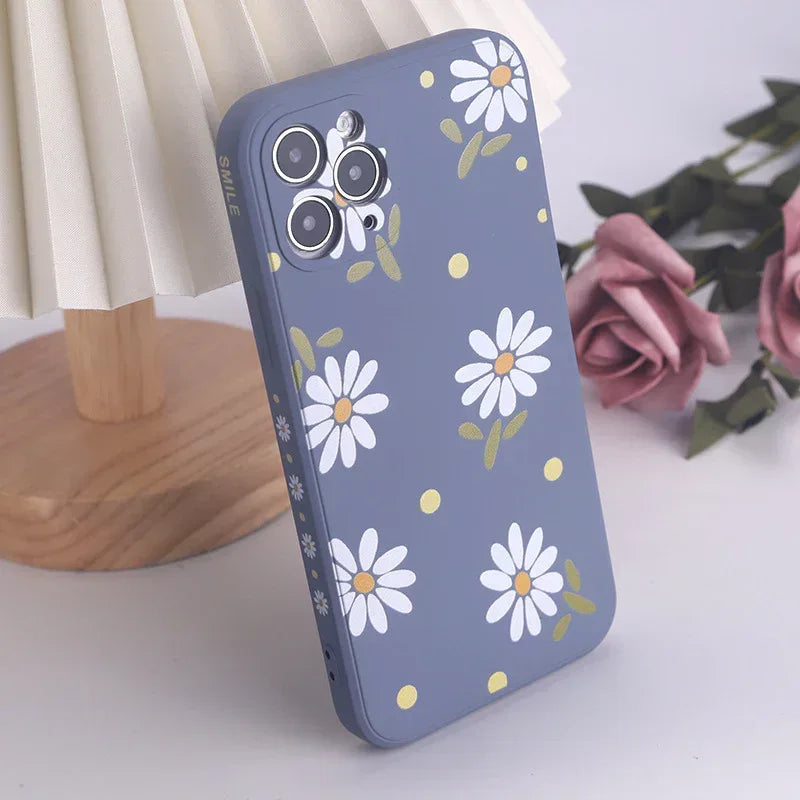 Printed Straight Edge Liquid Silicone iPhone Case - Viexta