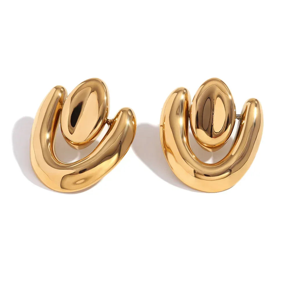 stainless-steel-18k-gold-plating-irregular-heart-stud-earrings - Viexta
