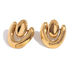 stainless-steel-18k-gold-plating-irregular-heart-stud-earrings - Viexta