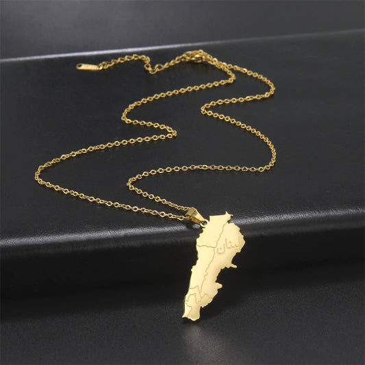 Stainless Steel Map Necklace