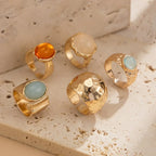 Moonstone Ring With An Irregular Wide Band - Viexta