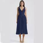 V-neck A-line Dresses With Pockets