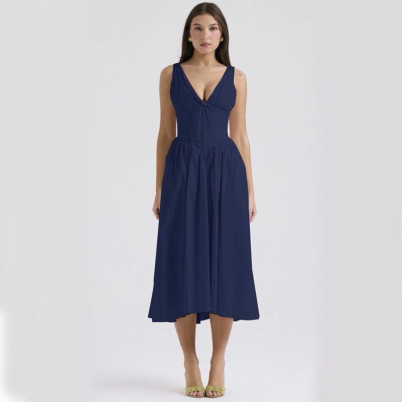 V-neck A-line Dresses With Pockets