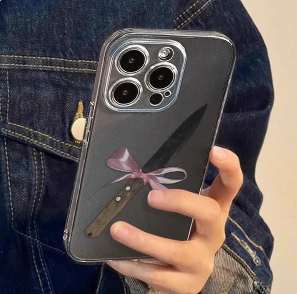 Transparent And Cute Bow-shaped Fruit Knife iPhone Case - Viexta