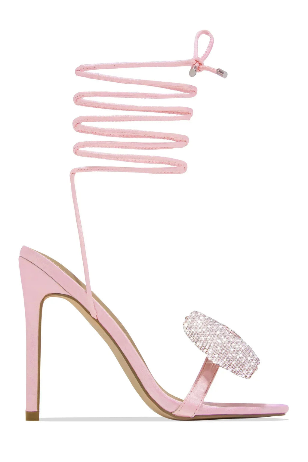 Rhinestone Bow Cross Strap High Heels - Viexta