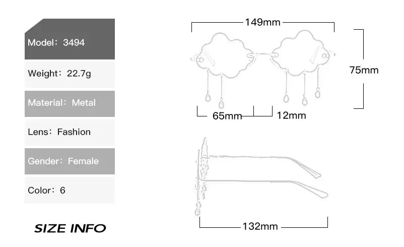 Party Funny Rainy Rimless Sunglasses - Viexta
