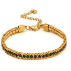 Zircon-studded Chain Pearl Bracelet