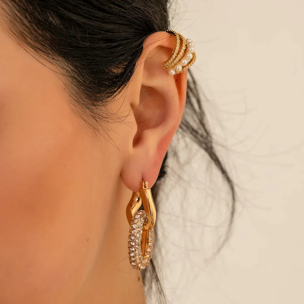 18k-gold-double-ring-plated-diamond-earrings - Viexta