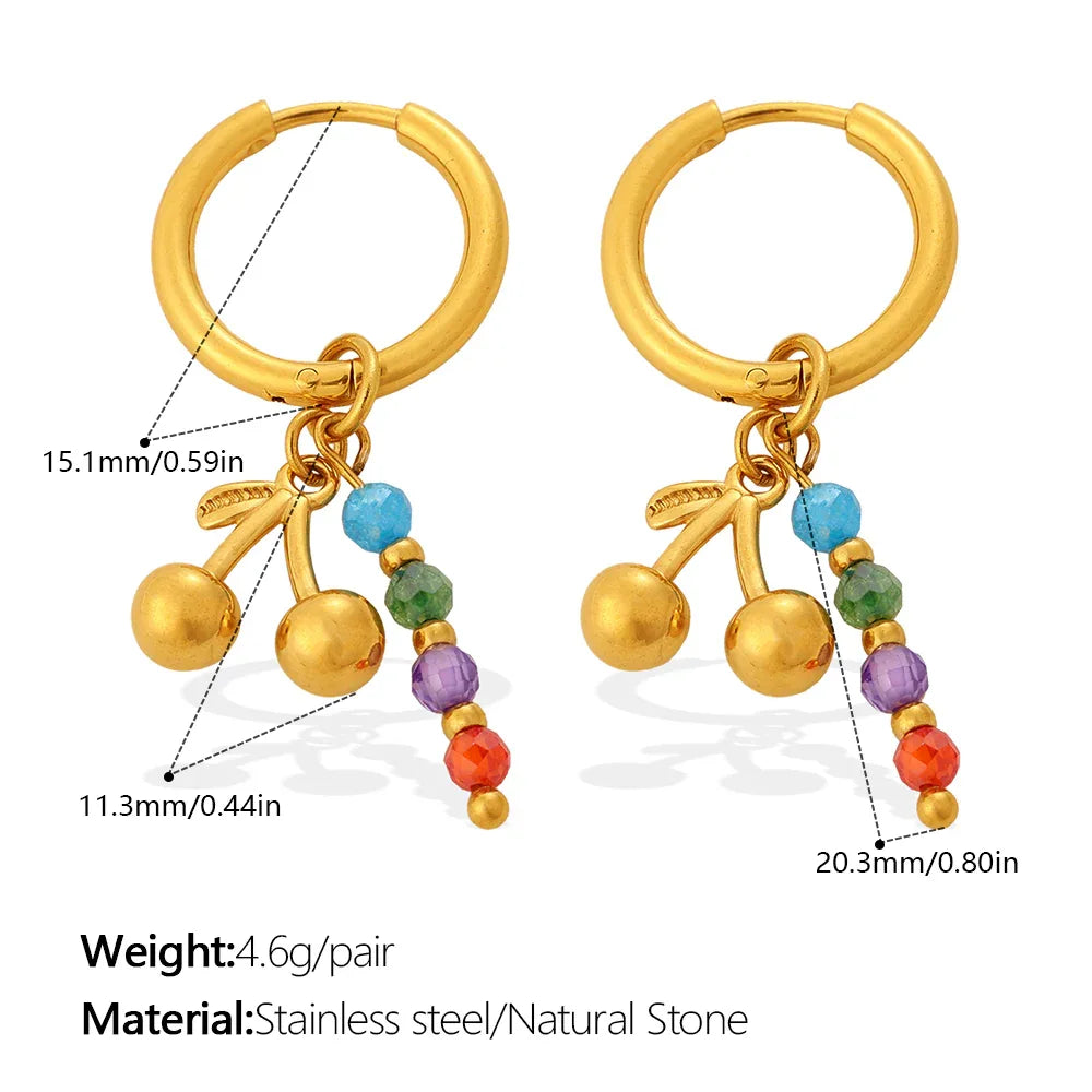 Minimalist Strawberry & Pineapple Pendant Earrings