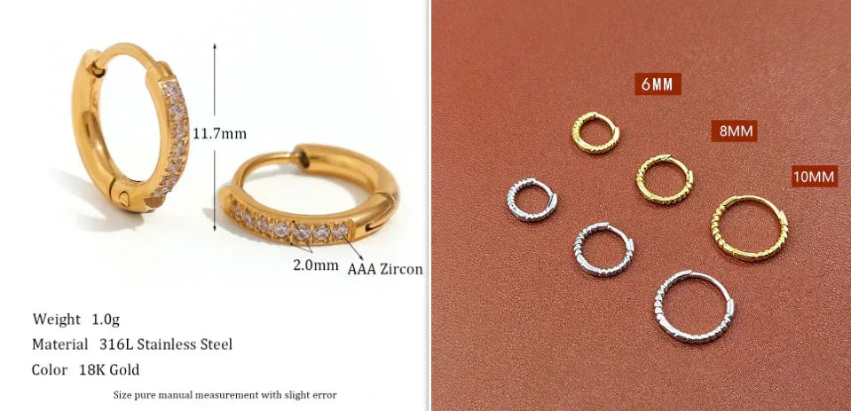 Rounded Edge Zircon Earrings - Viexta
