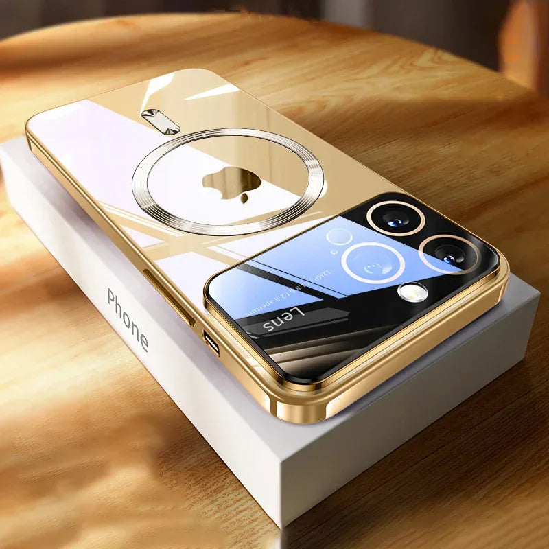 Shiny Plating Large Window Silicone iPhone Cover - Viexta