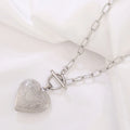 Stainless Steel Open Hollow Pattern Heart-shaped Necklace - Viexta