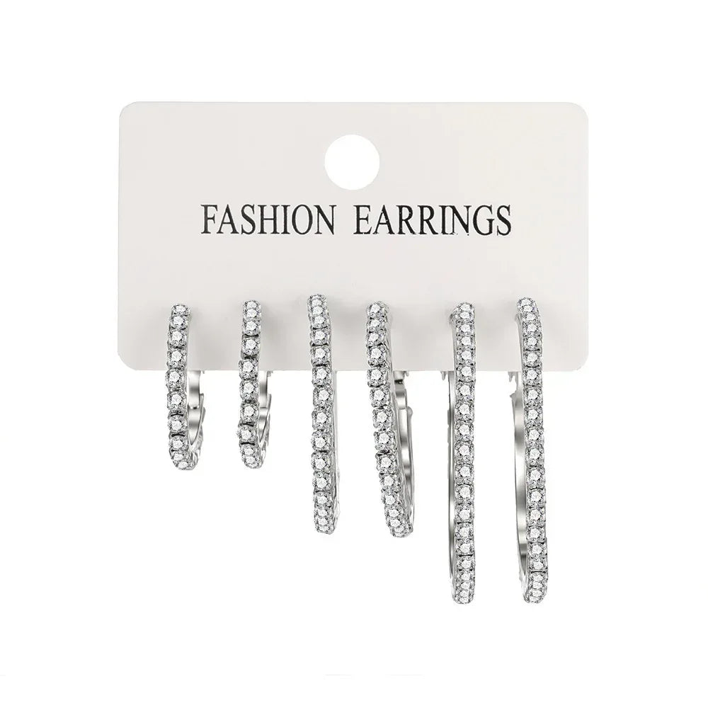 6piece Shiny Hoops - Viexta
