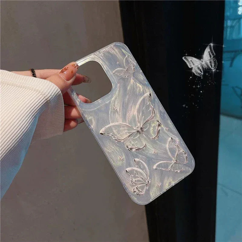 butterfly-iphone-anti-silver-feather-case - Viexta