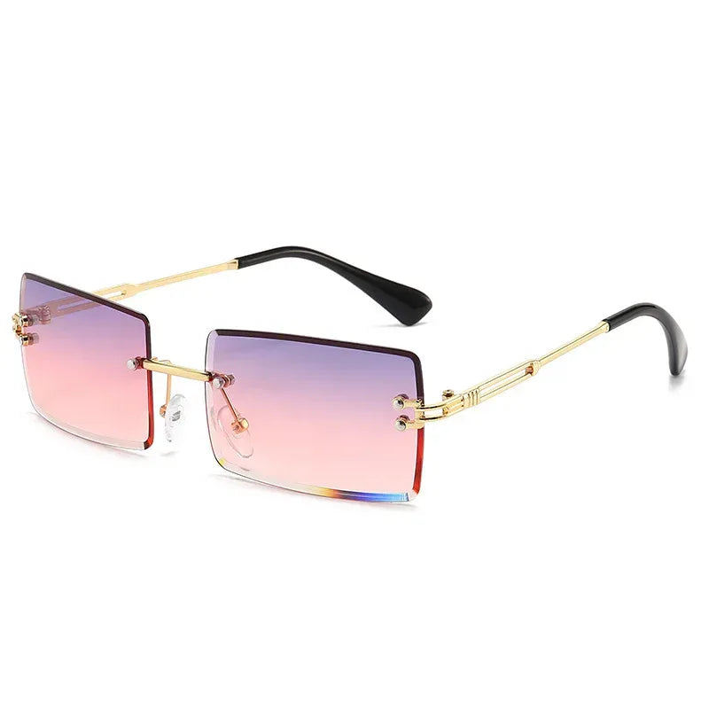 Women's Fashionable Rimless Cut Edge Gradient Sunglasses - Viexta