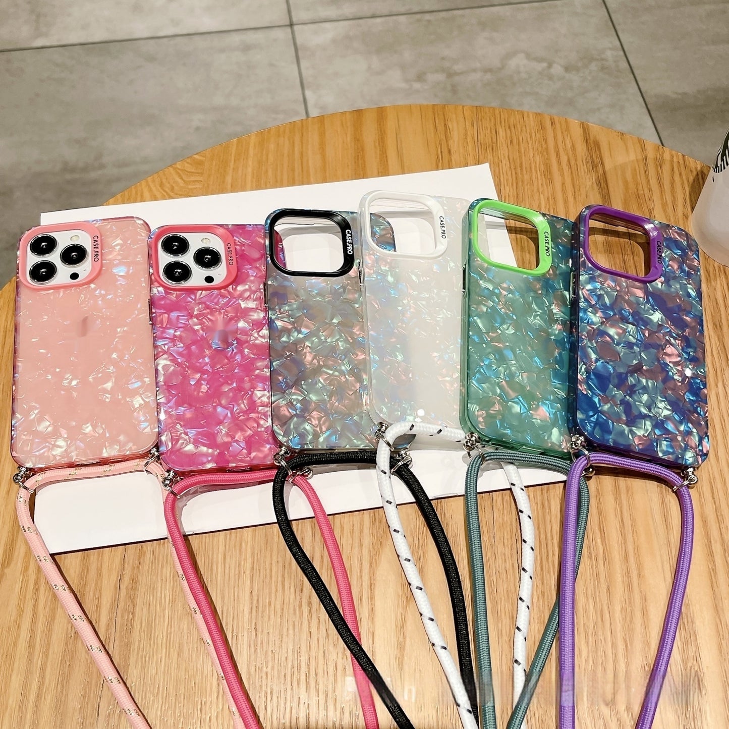 Crossbody Shell Pattern Lanyard iPhone Cover