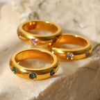 Vintage Stainless Steel Zircon Ring - Viexta