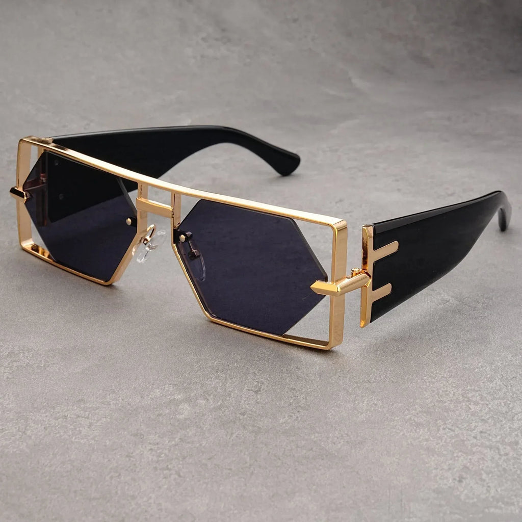 Hollow Big Square Rim Sunglasses - Viexta